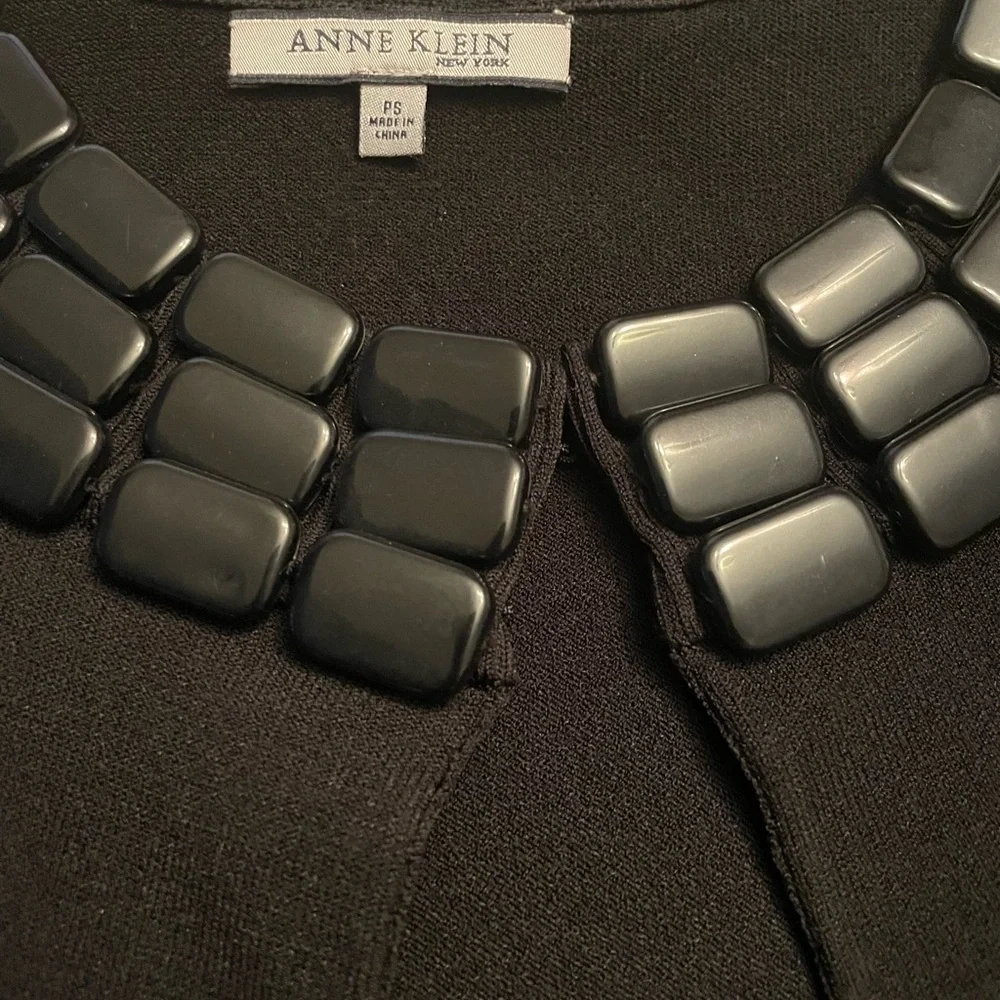 NWOT Anne Klein Short Sleeved Sweater Jacket Cardigan Black Size PS designer - Picture 6 of 9